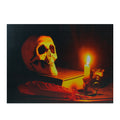 Led Lighted Antique Candle And Skull Halloween Canvas Wall Art 12 X 15.75