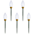 Set Of 5 Lighted Led Jumbo C9 Bulb Christmas Pathway Marker Lawn Stakes Clear Lights N A