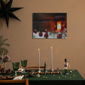 Led Lighted Candle Lantern In The Wintry Outdoors Christmas Canvas Wall Art 12 X 15.75 Red