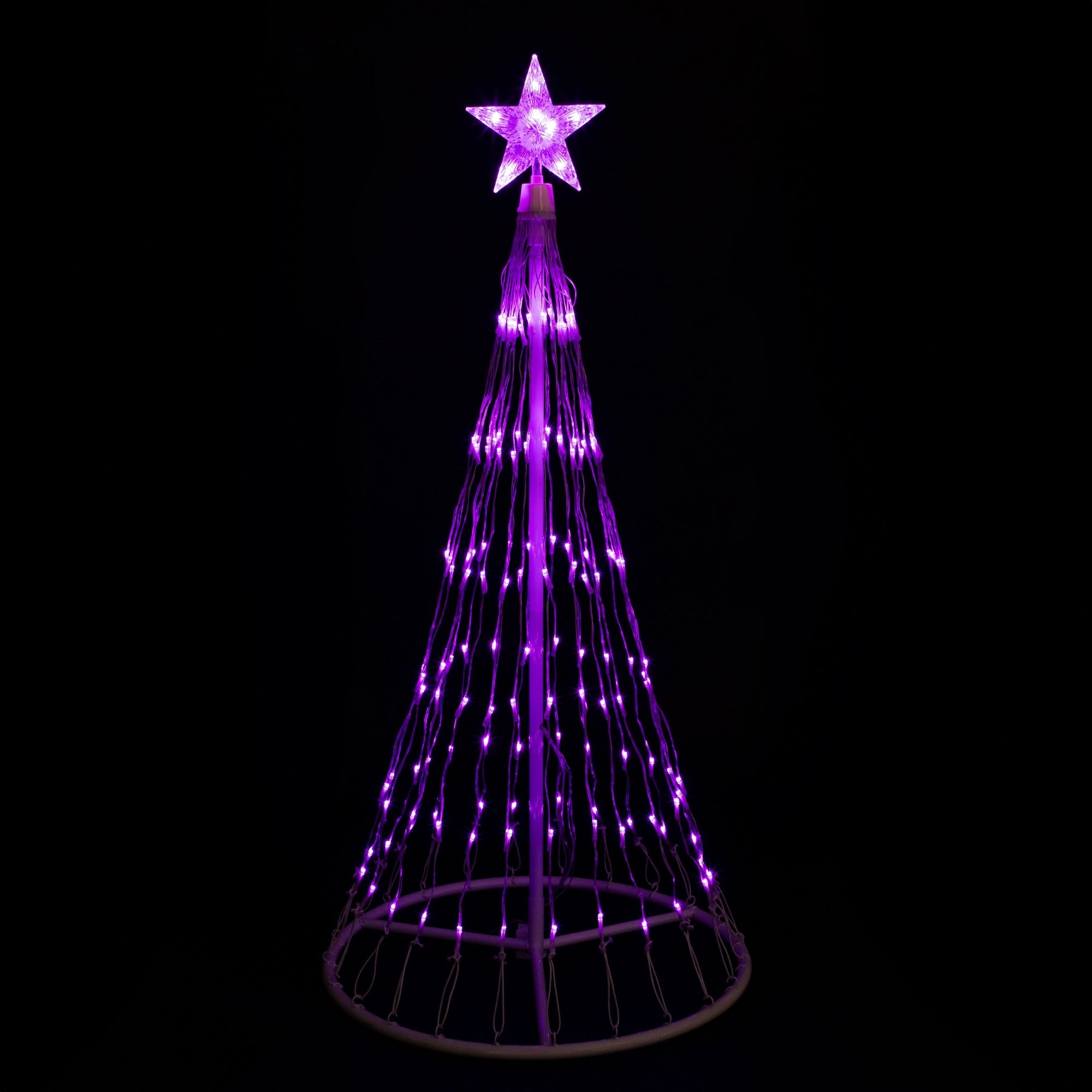 4 Purple Led Lighted Show Cone Christmas Tree Outdoor Decoration