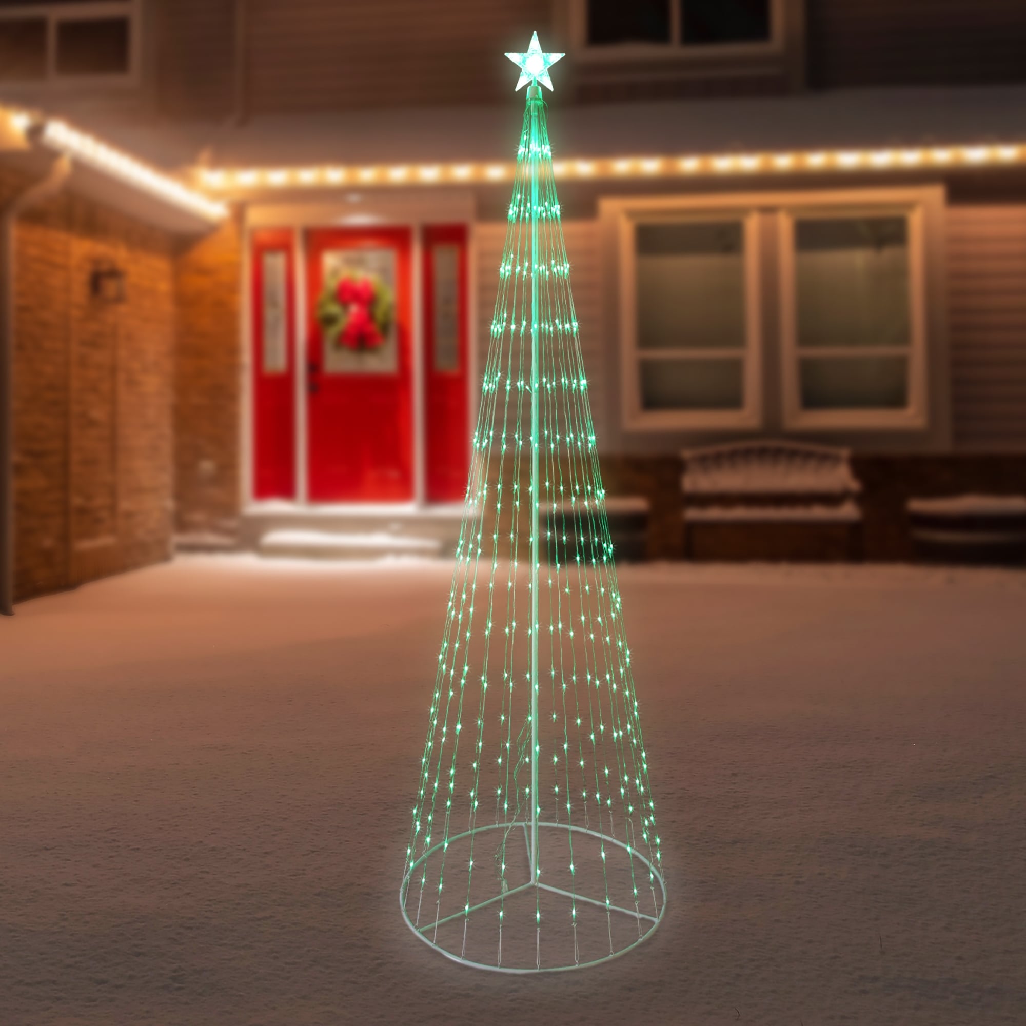 9 Green Led Lighted Show Cone Christmas Tree Oudoor Decoration