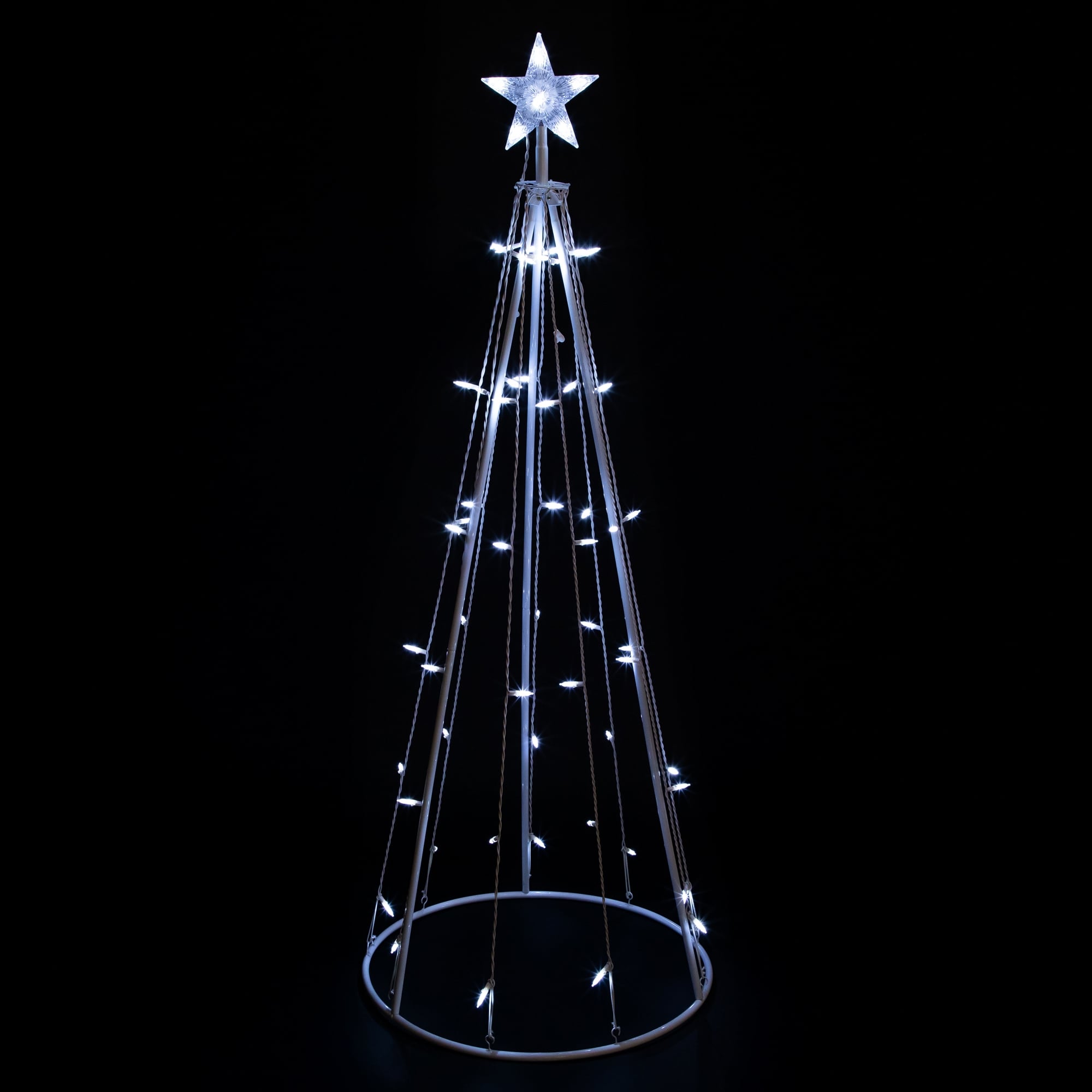 5 Pure White Led Lighted Cone Tree Outdoor Christmas Decoration