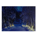 Led Lighted Nighttime In The Woods Winter Scene Canvas Wall Art 11.75 X 15.75 Blue