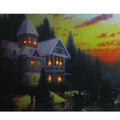 Led Lighted Victorian Christmas At Sunset Canvas Wall Art 15.75 X 19.5 Orange