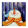 Led Lighted Merry Christmas Snowman Christmas Canvas Wall Art 11.75 X 11.75 White