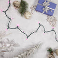 Set Of 100 Pink Led Mini Christmas Lights 4 Spacing Green Wire