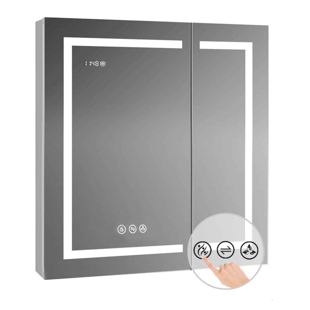 Led Mirror Medicine Cabinet W Defogger Dimmer 3X Makeup Mirror Outlets Usb