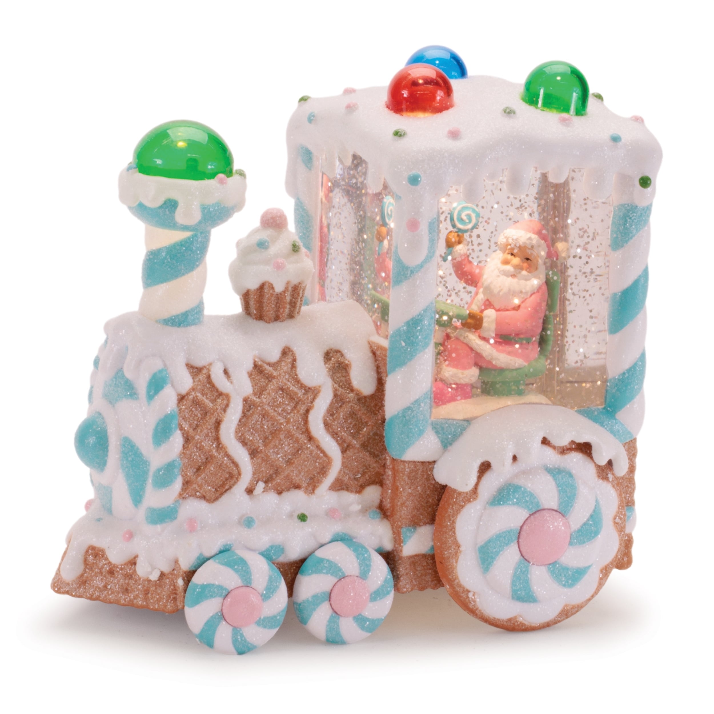 Led Santa Gingerbread Bakery Snow Globe 7 H