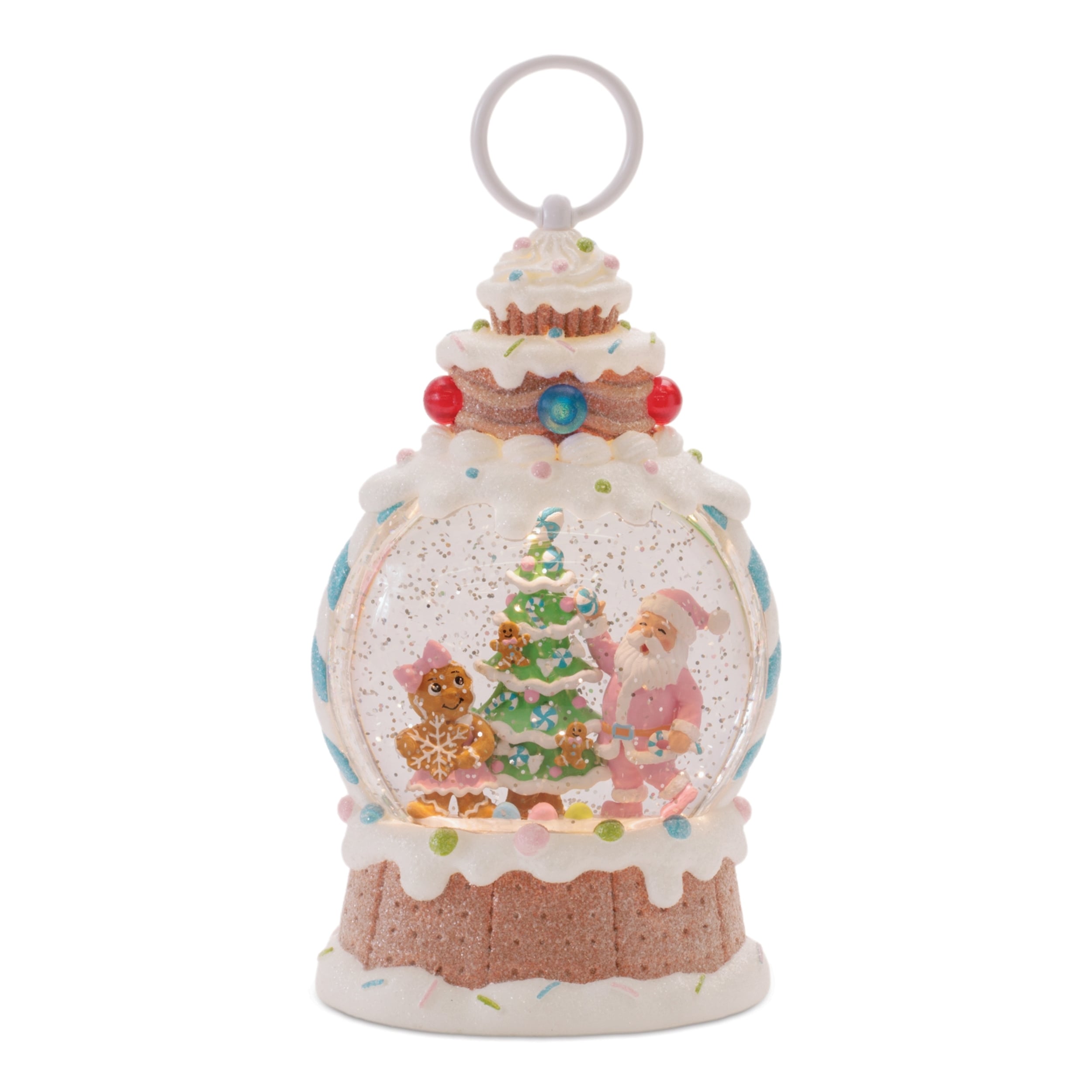 Led Santa Gingerbread Tree Snow Globe 10 H