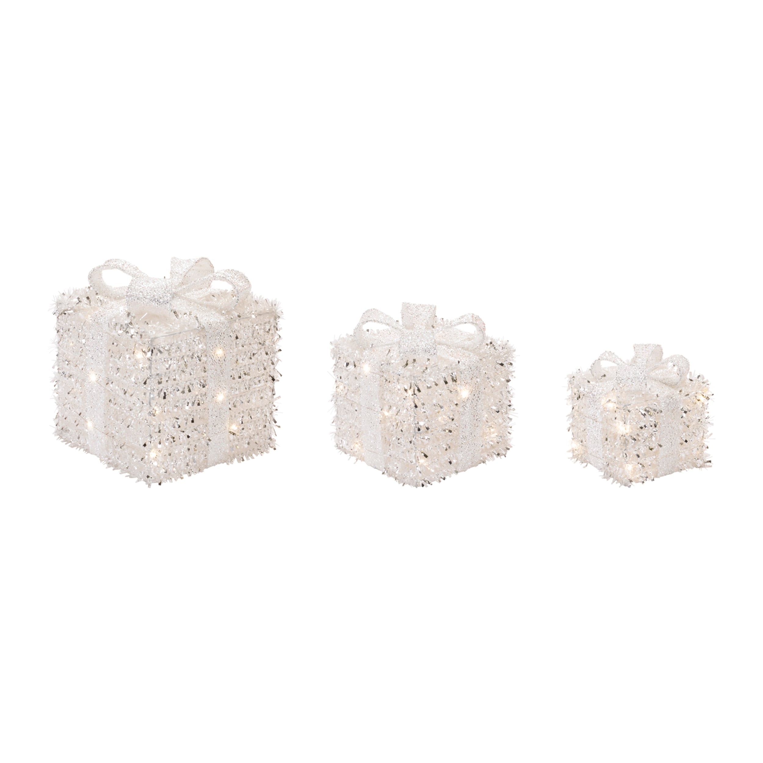 Led Tinsel Package With Bow Set Of 3