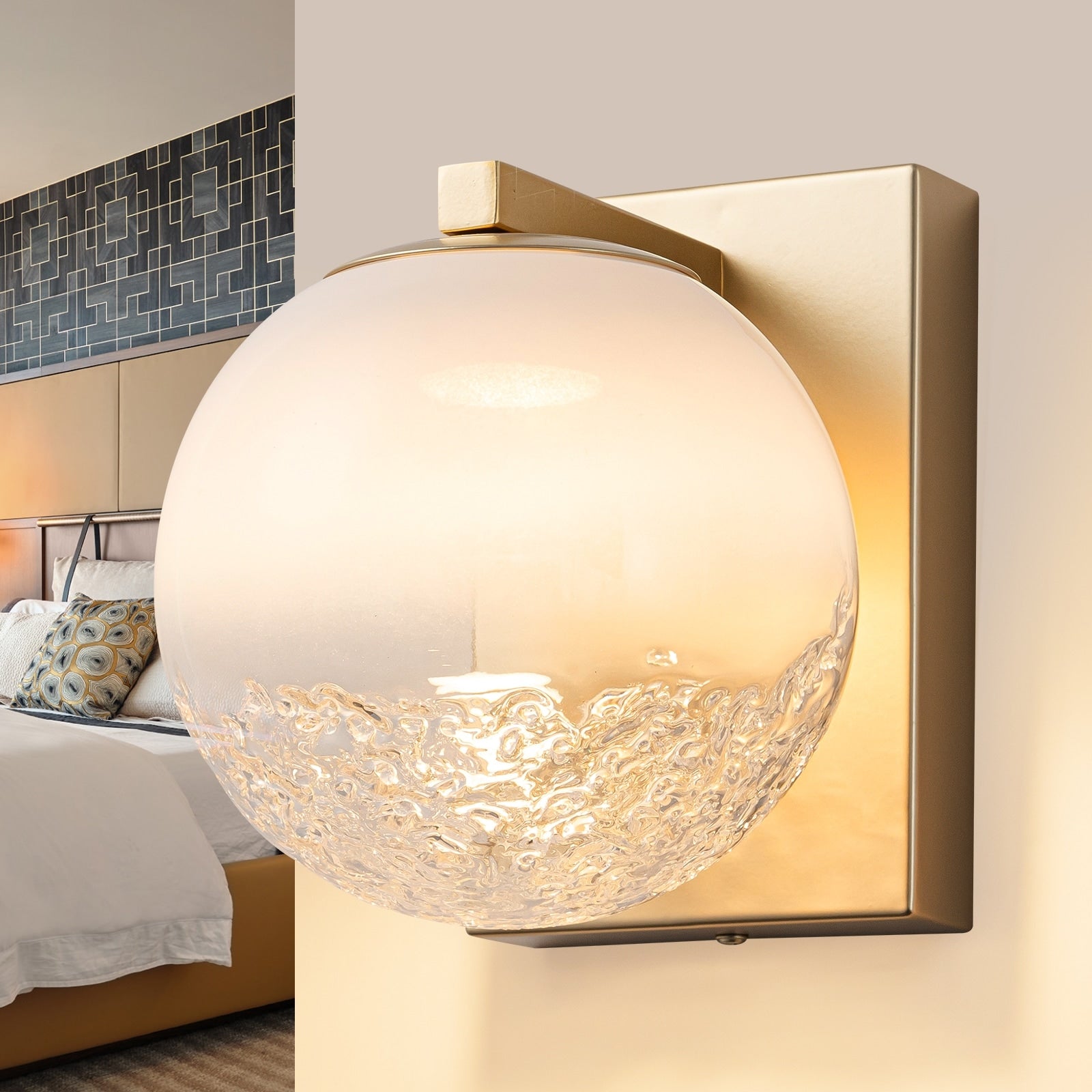 Led Wall Light With Clear To White Glass Globe Shade Dual Mount