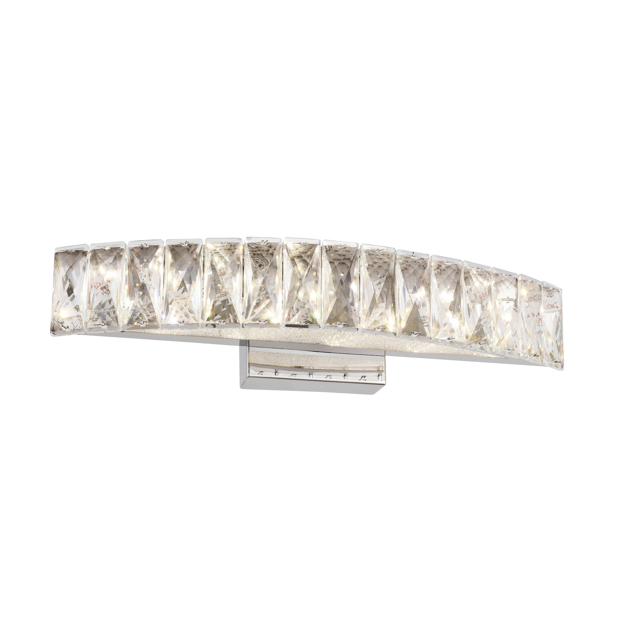 Led Wall Sconce With Chrome Stainless Steel Frame And Clear Crystal Accents