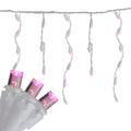Set Of 70 Pink Led Wide Angle Icicle Christmas Lights 6Ft White Wire N A