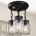 Lnc Glass 3 Light Jar Ceiling Lights Semi Flush Mount Ceiling Light