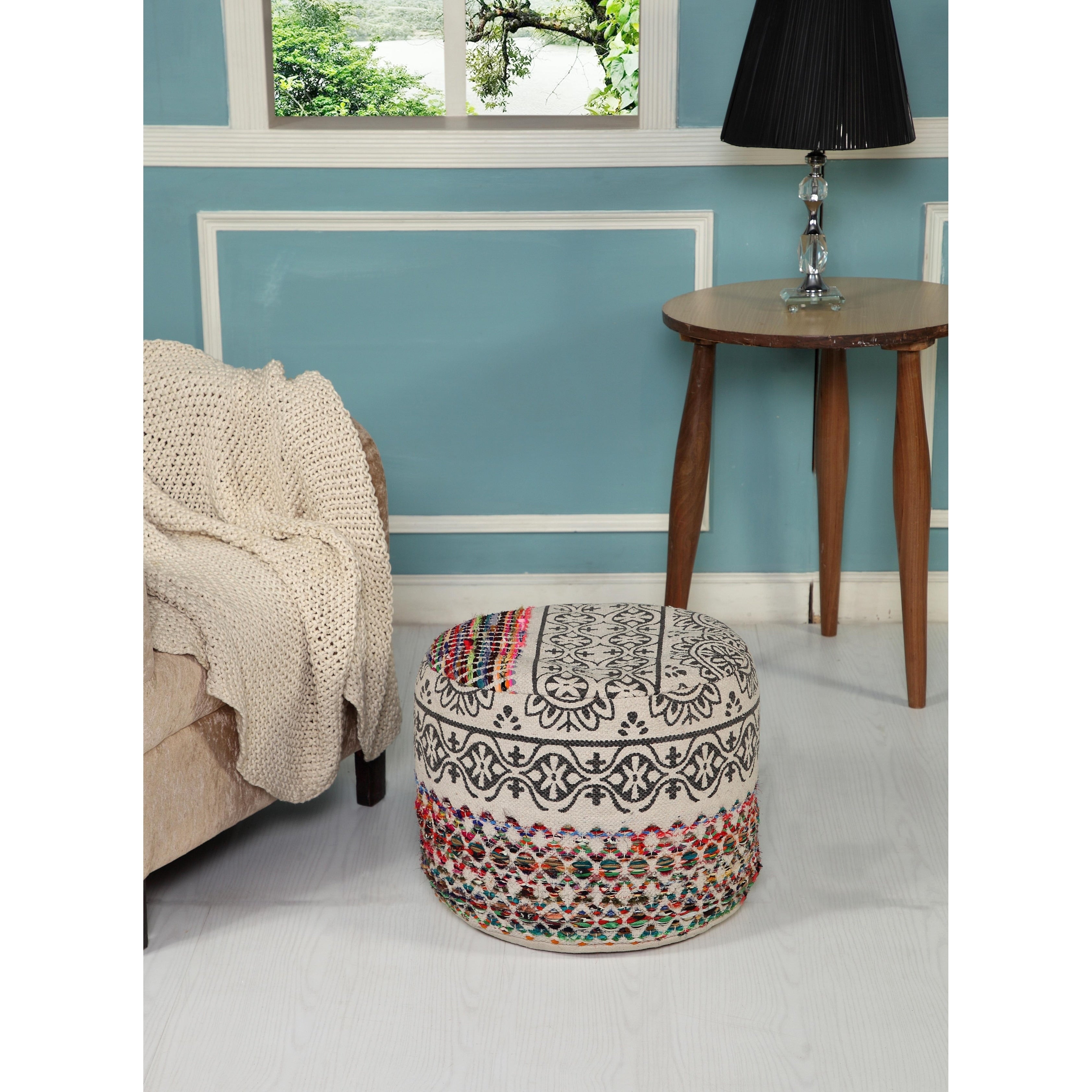 Lr Home Globally Inspired Bohemian Pouf Ottoman