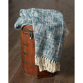 Lr Home Boho Blue Chambray Woven Throw Blanket 50 X 60