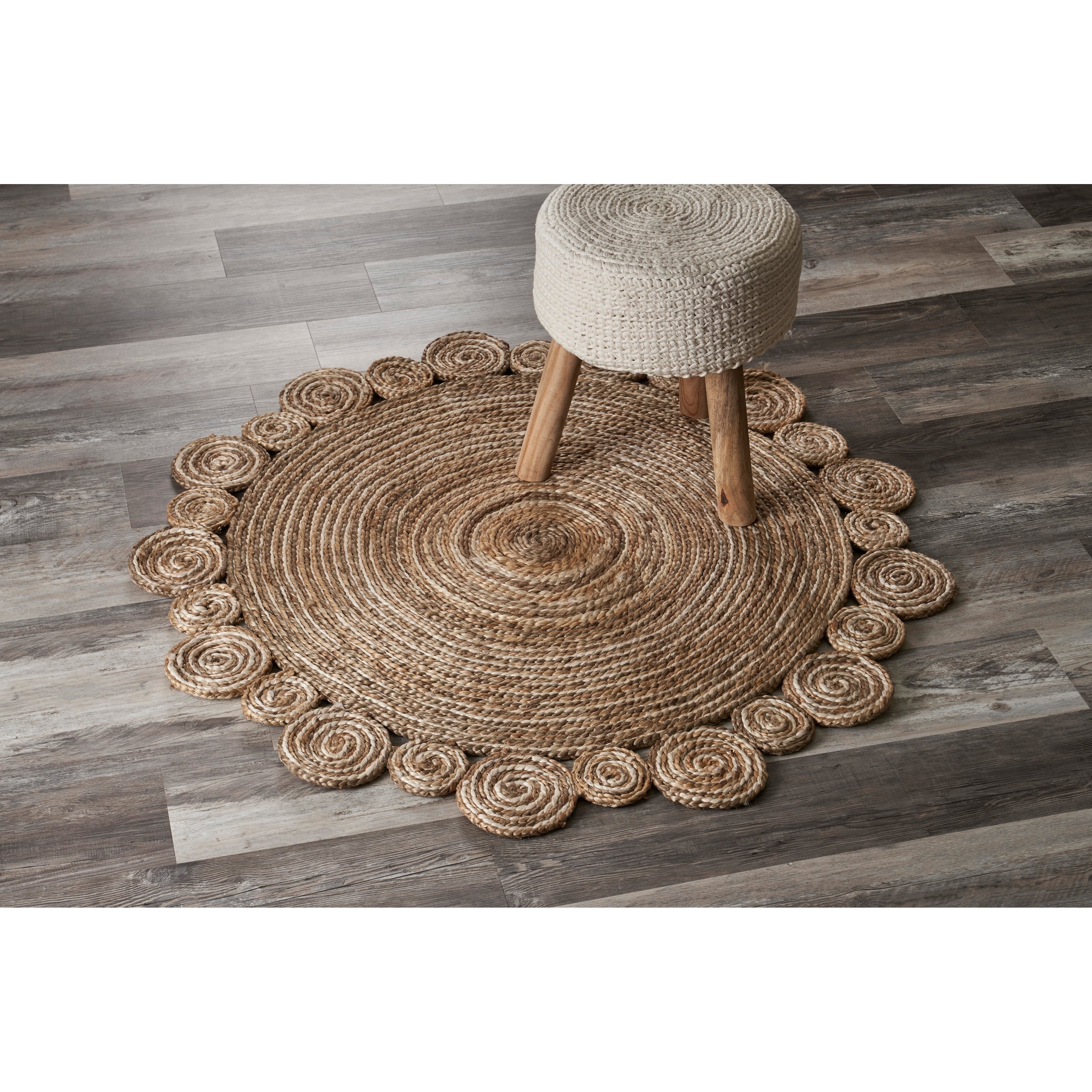 Bleached And Natural Spiral Boutique Jute Rug 4 Round