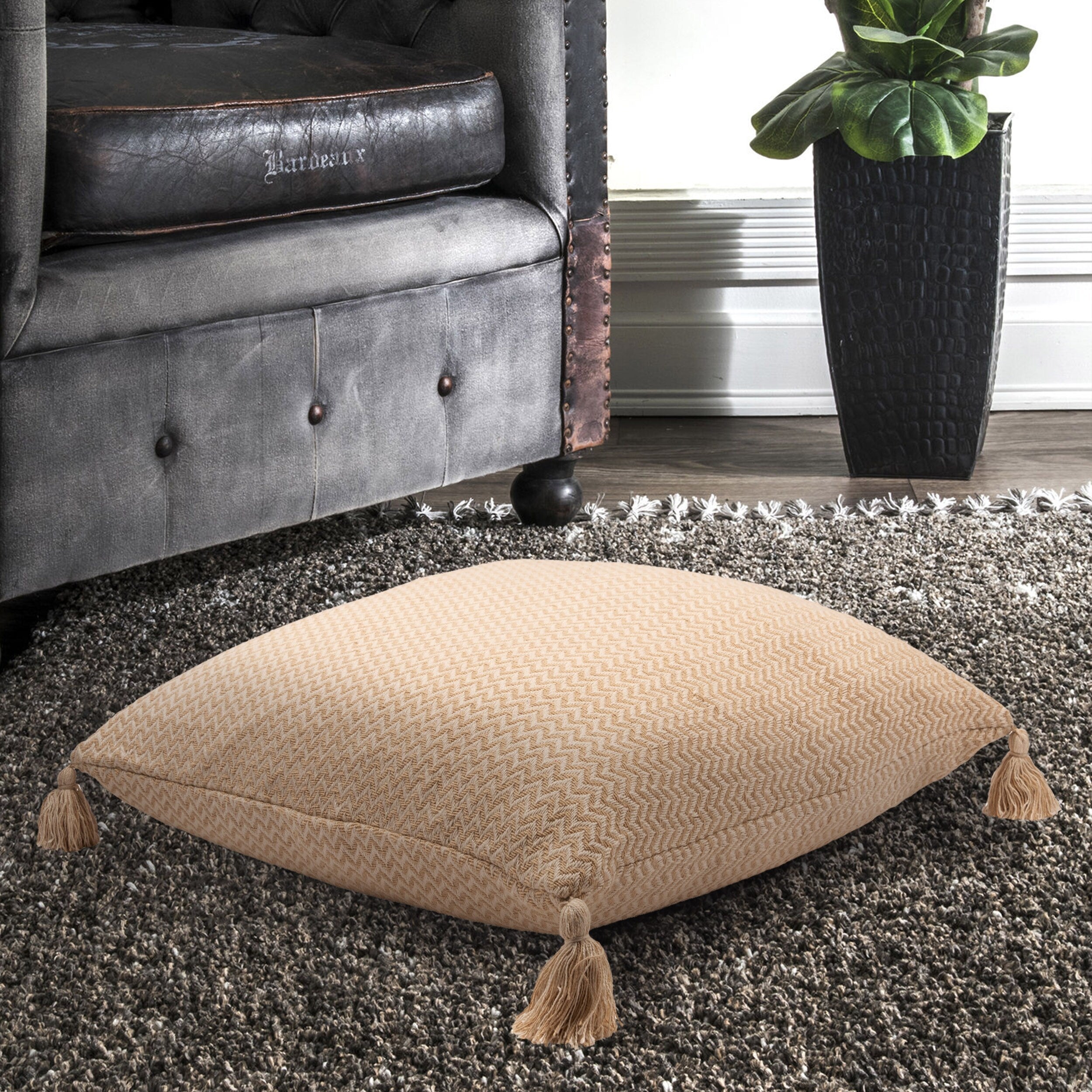 Lr Home Thick Chevron Beige Floor Pillow 30 Inch