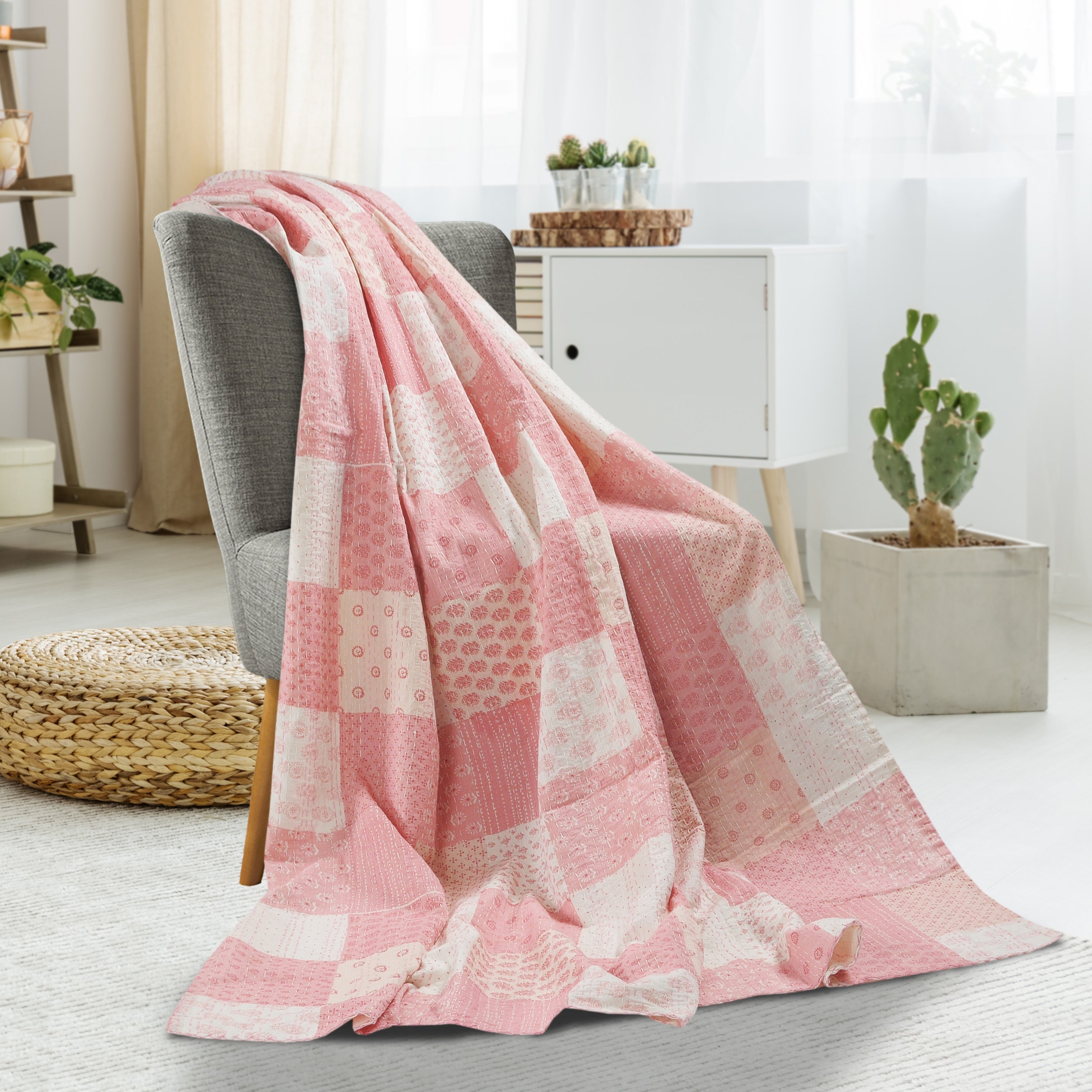 Lr Home Cotton Candy Kantha Throw Blanket