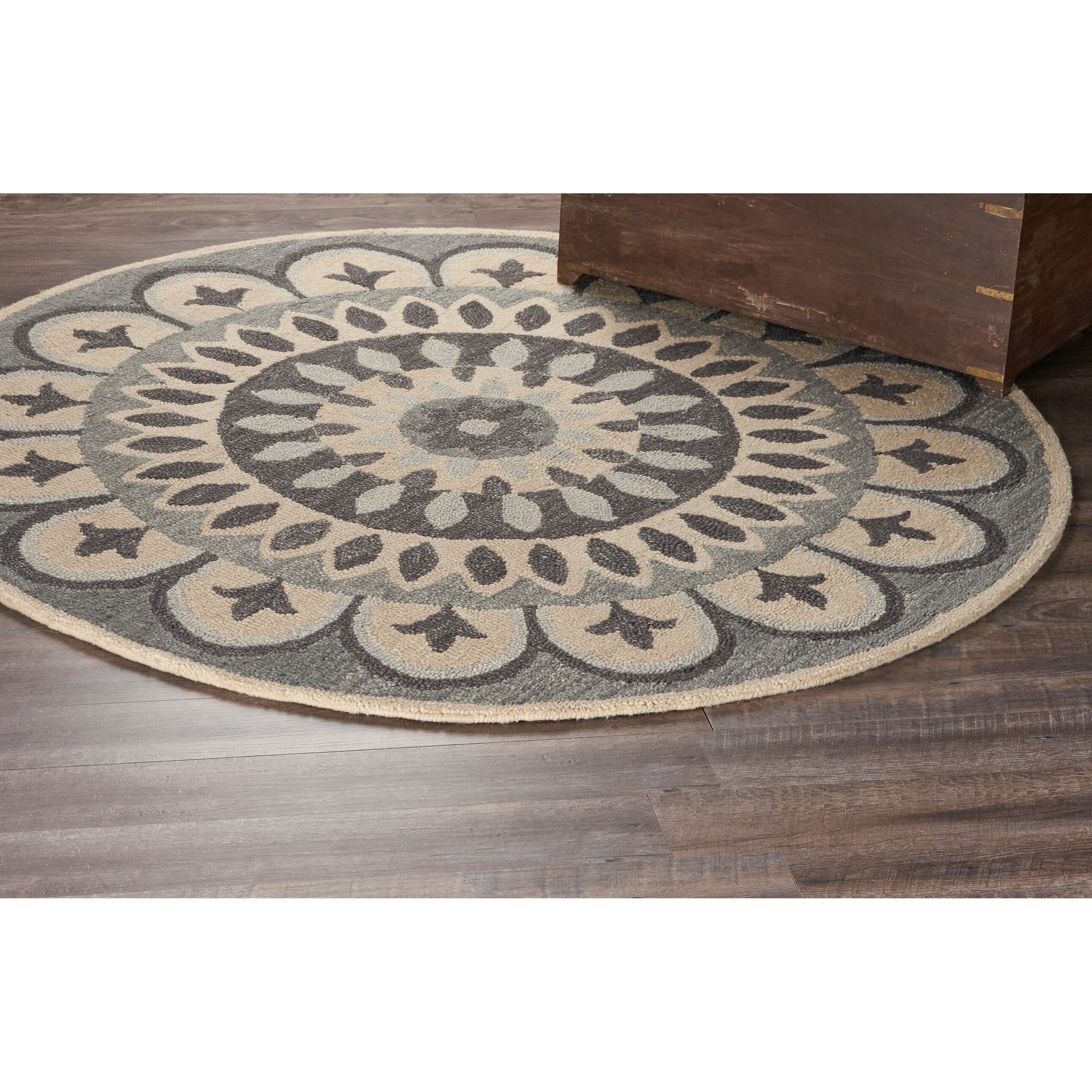 Lr Home Hand Tufted Dazzle Fleur De Lis Gray Wool Rug 6