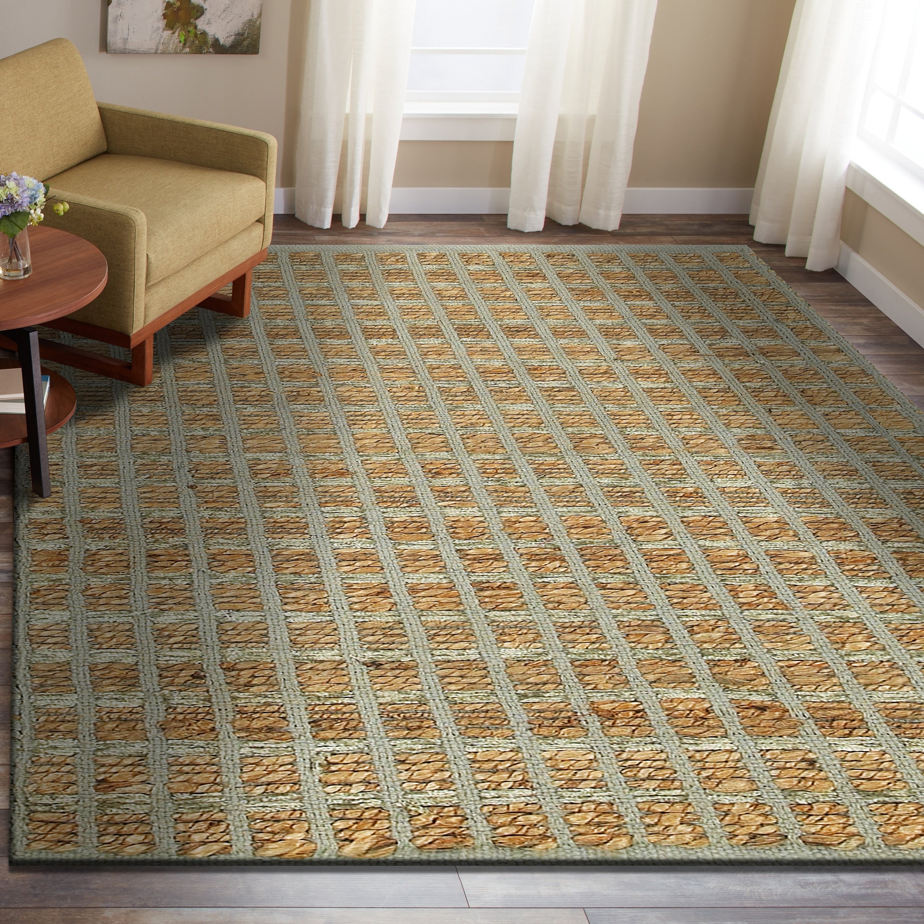 Lr Home Hand Loomed Natural Fiber Kiana Gingham Gray Jute Chenille Rug 5 X 79