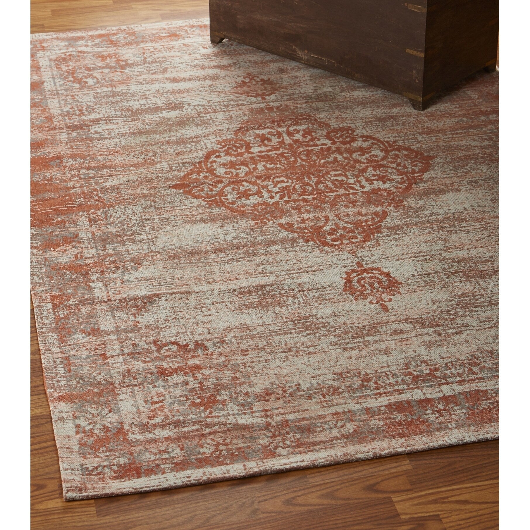 Lr Home Jewel Lively Victorian Rust Poly Cotton Blend Rug 28 X 7