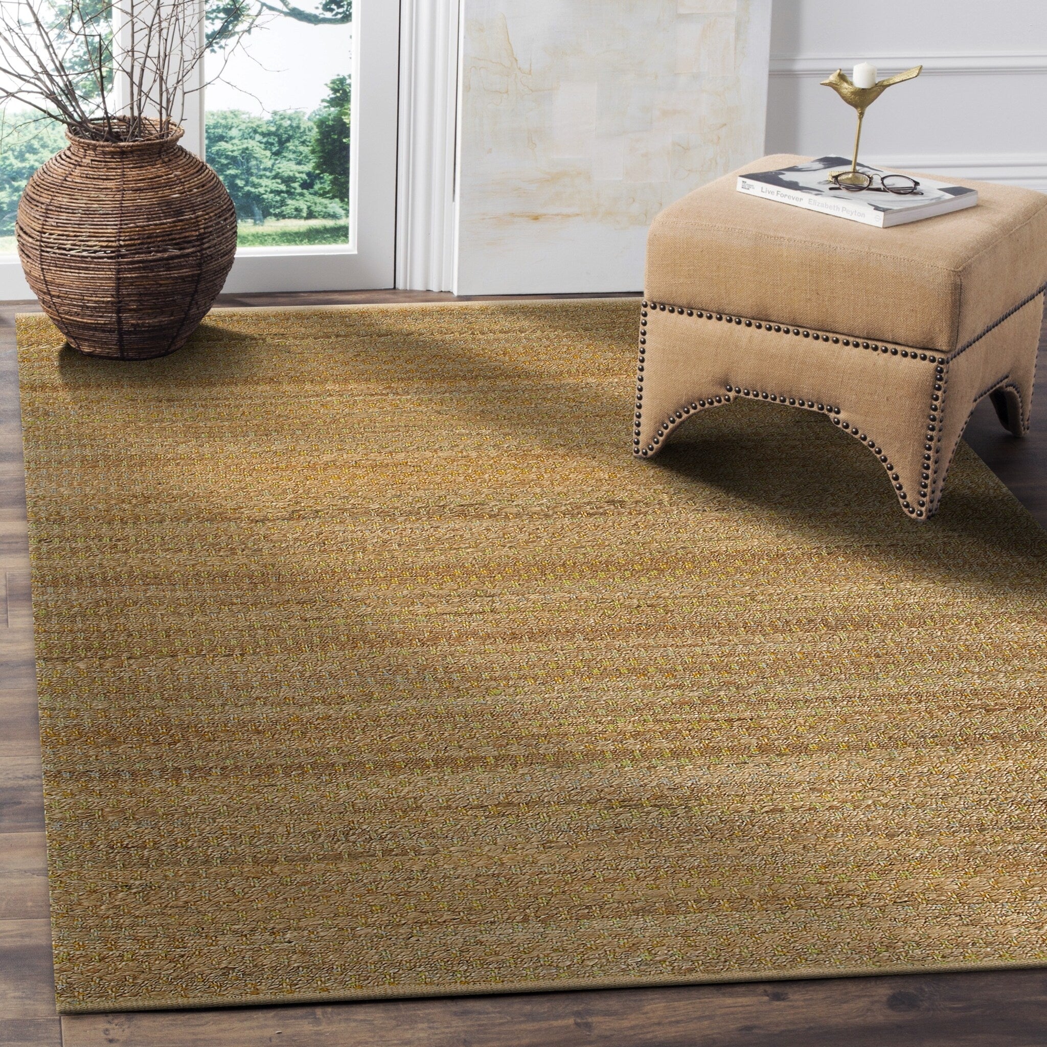 Lr Home Hand Loomed Natural Fiber Delrio Green Jute Chenille Rug 5 X 79