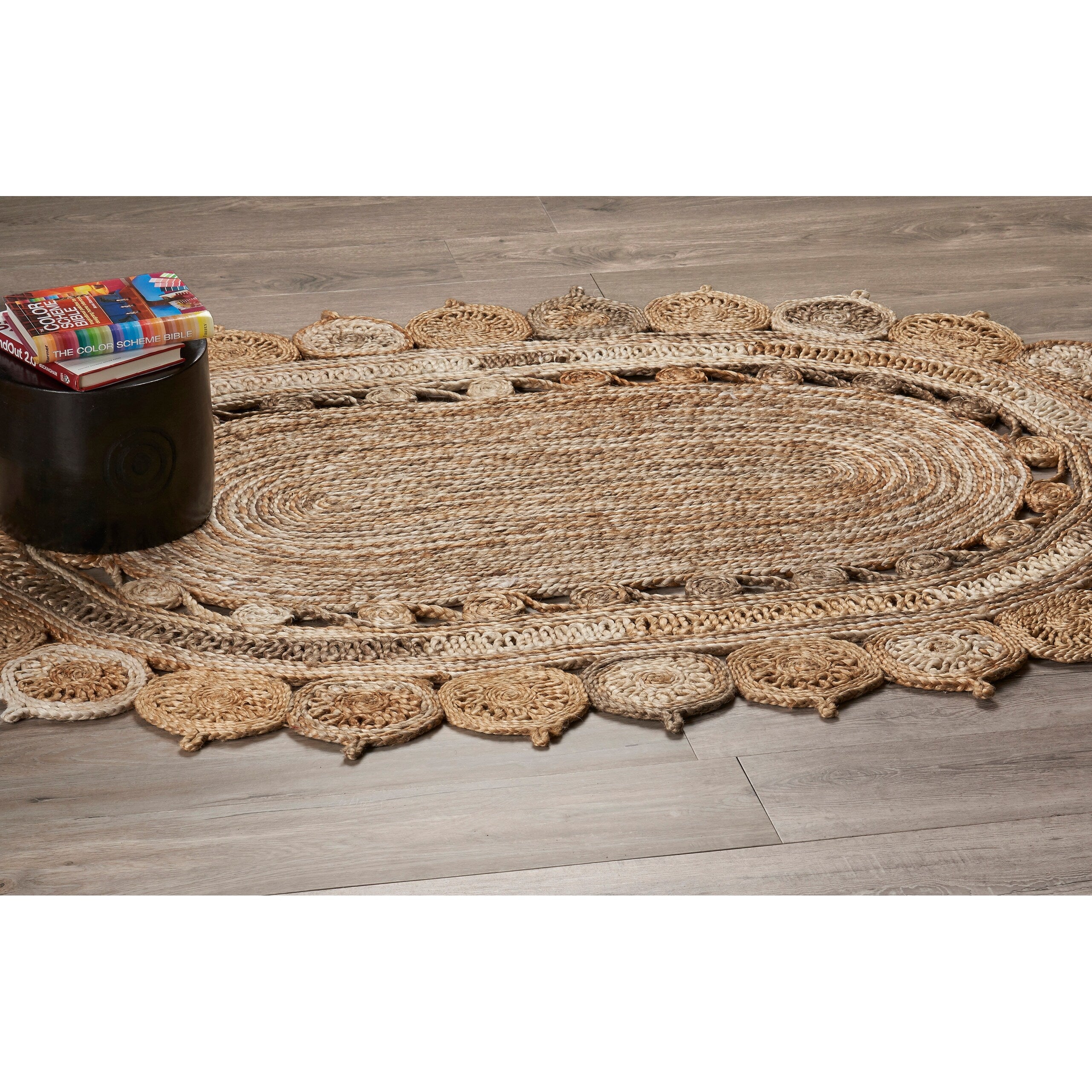 Lr Home Hand Braided Natural Jute Sultana Bleach Gray Jute Rug 5 X 7