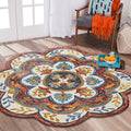 Red Blossoms Area Rug 4 Round 40 Round