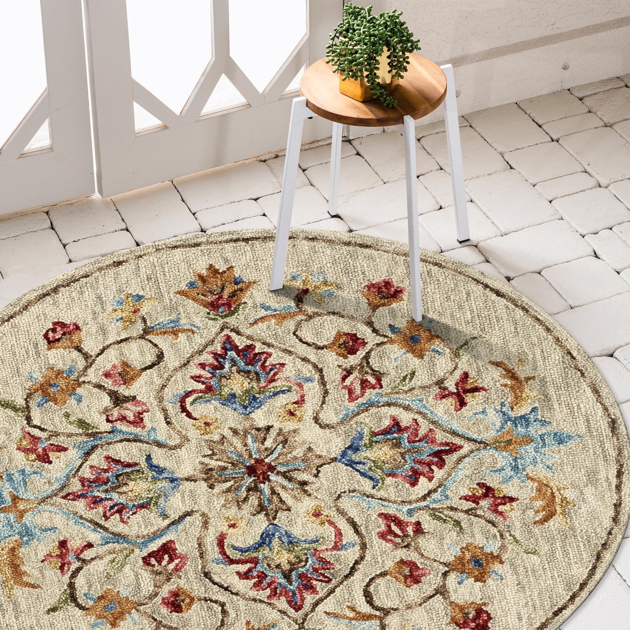 Lr Home Floral Oasis Area Rug 4 Round 4 Round