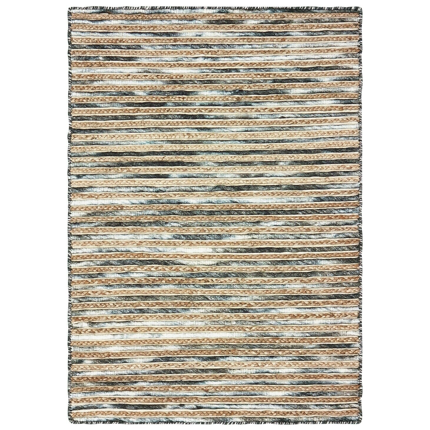 Lr Home Topanga Striped Wool And Jute Indoor Area Rug 5X8 5 X 712