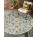 Mirroring Baby Blue Floral Bloom Area Rug 410 Round 410 Round