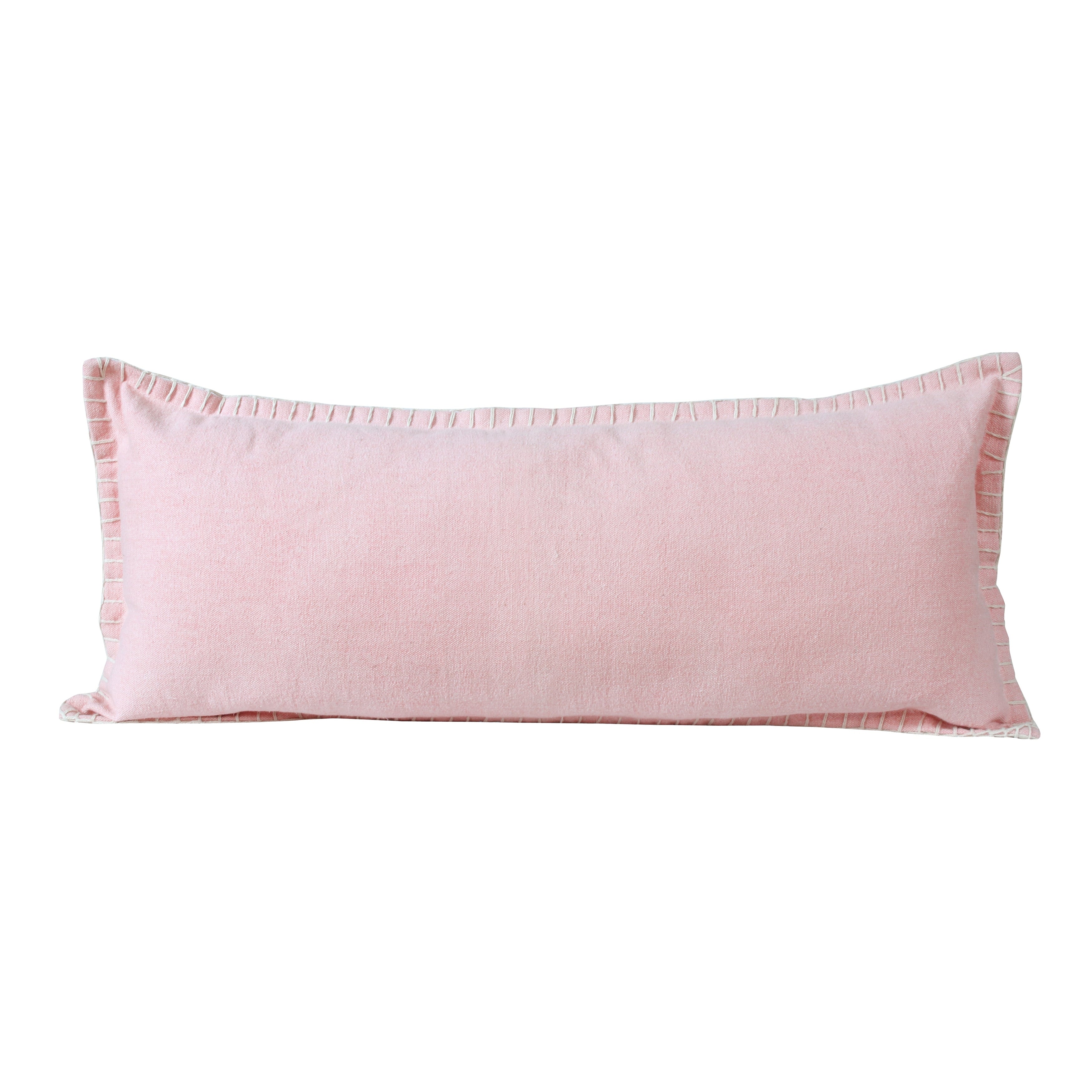 Clay Throw Pillow With Embroidered Edges