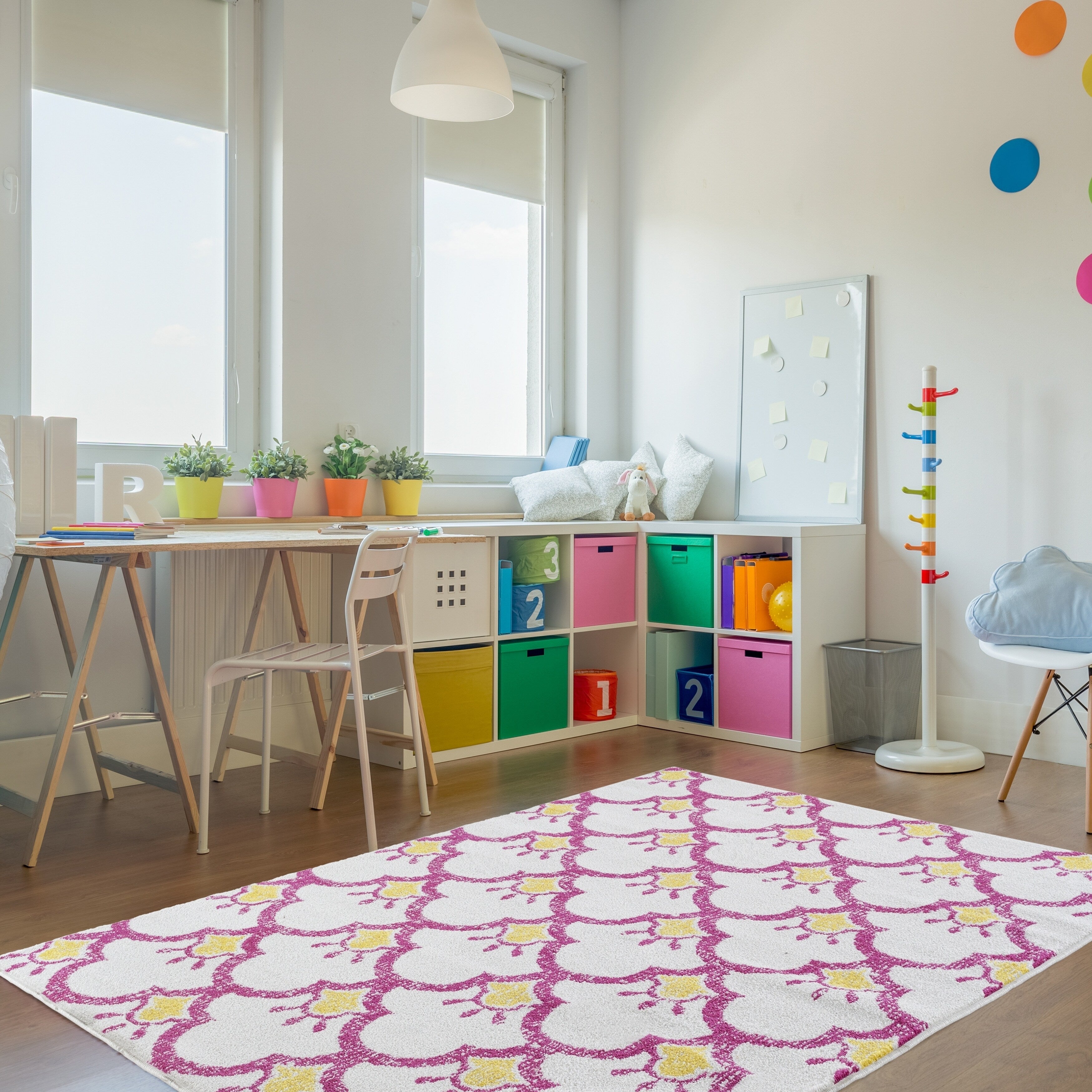 Lr Home Whimsical Shining Scales Cream Pink Kids Area Rug 5 X 7 5 X 7