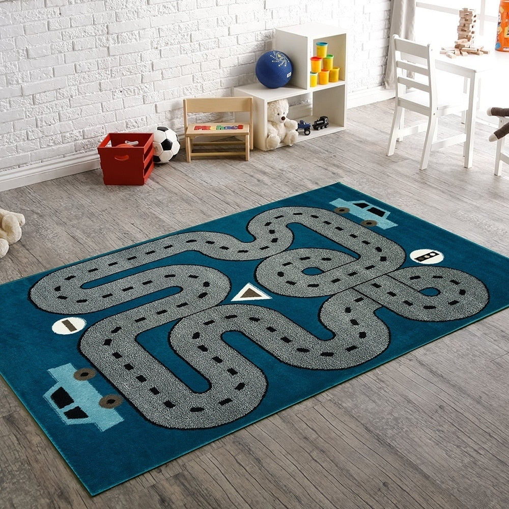 Lr Home Whimsical Handsome Highways L.Blue Kids Area Rug 36 X 56 36 X 56