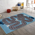 Lr Home Whimsical Racing Roadways L.Blue Kids Area Rug 5 X 7 5 X 7