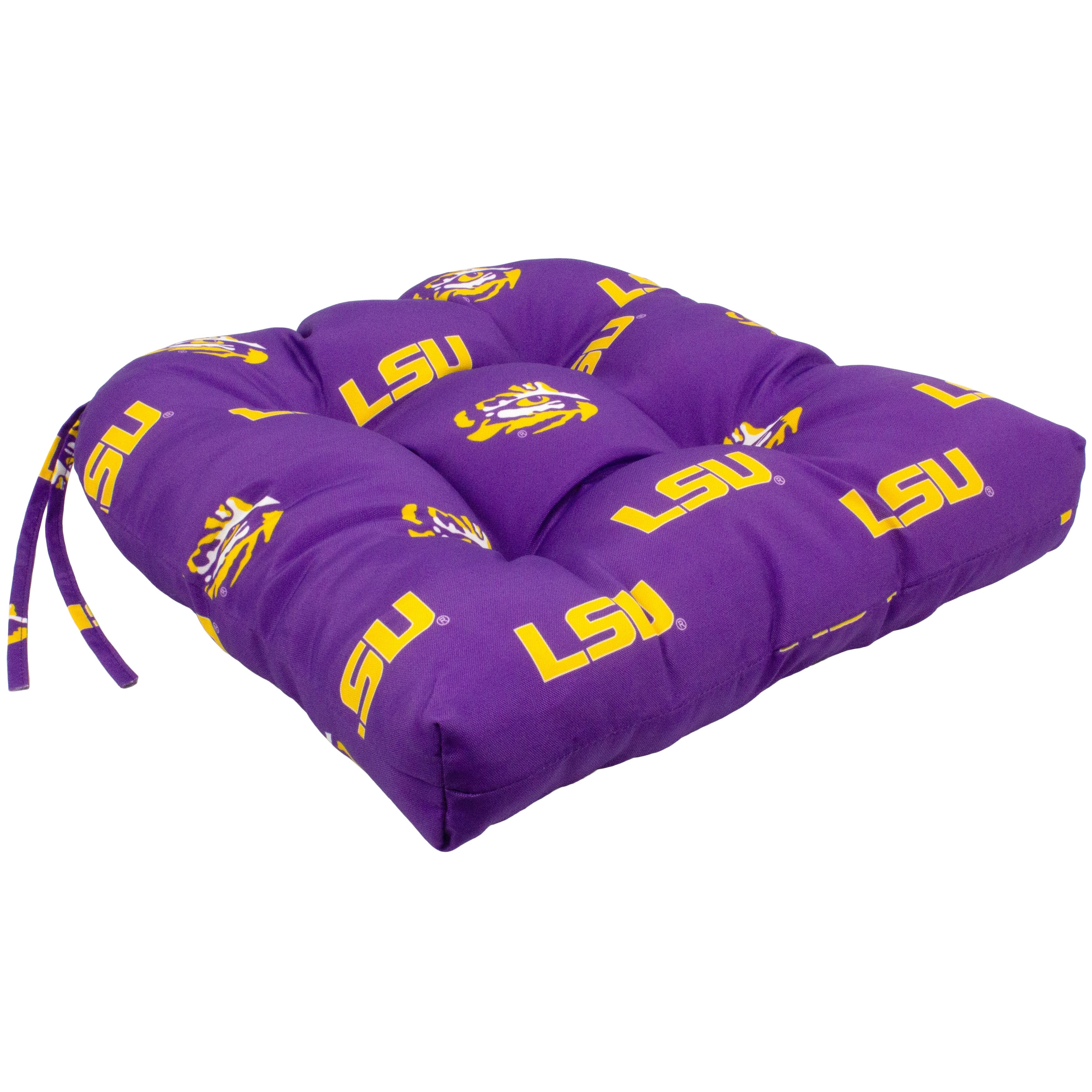 Lsu Tigers Indoor Outdoor Seat Cushion Patio D Cushion 20 X 20 2 Tie Backs 20 X 20 X 3