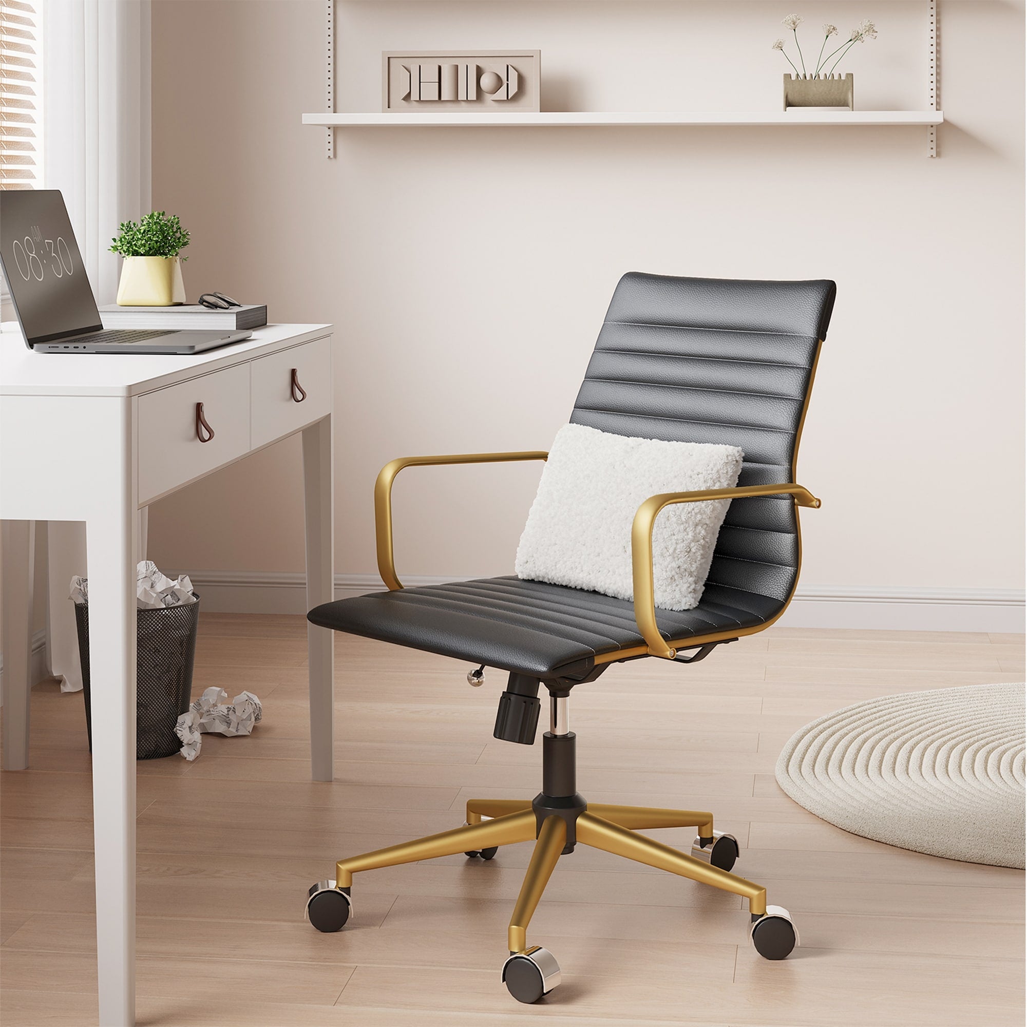 Luxmod Mid Back Office Chair Adjustable Swivel Chair Ergonomic Desk Chair For Extra Back Lumbar Support.