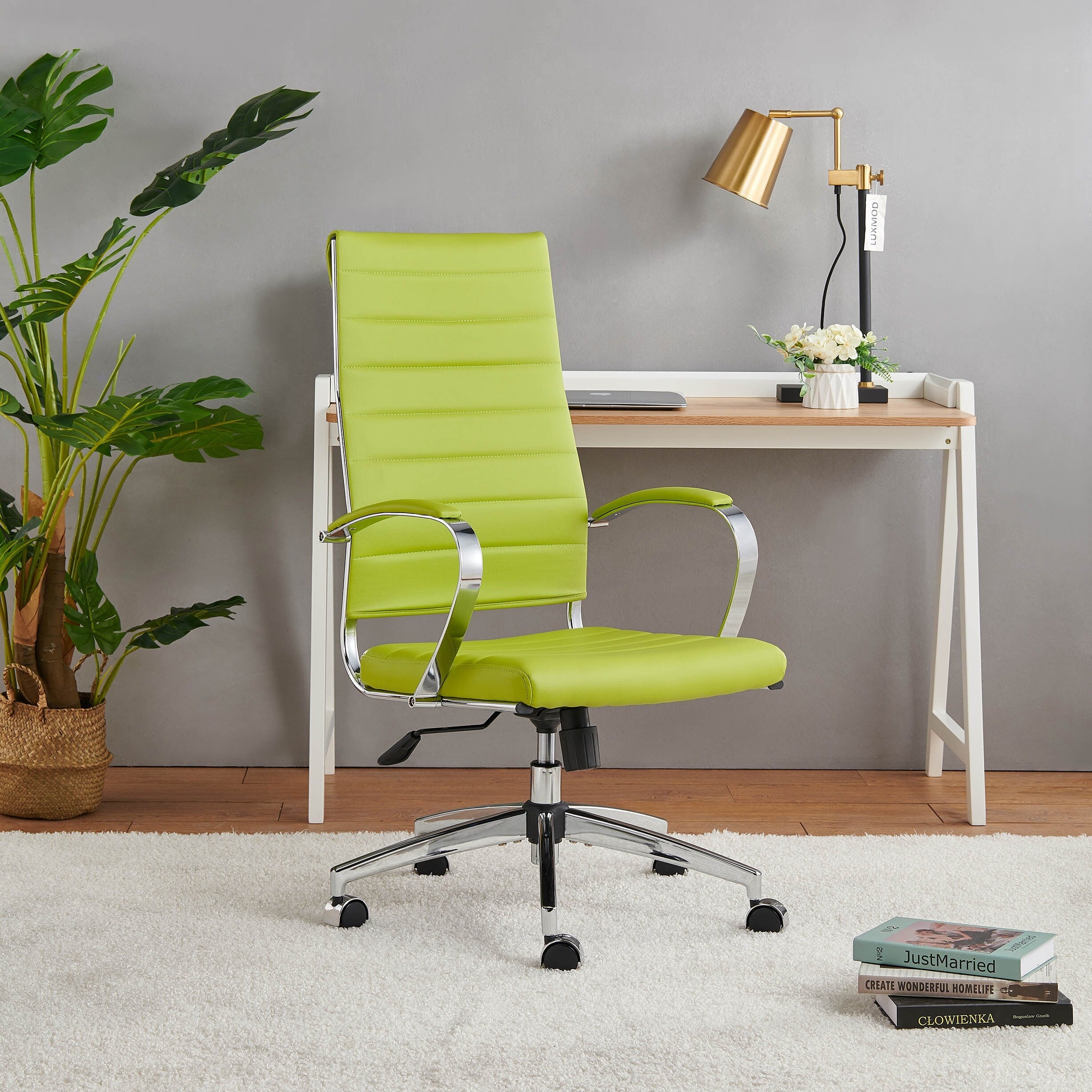 Luxmod High Back Office Chair Adjustable Swivel Chair Ergonomic Desk Chair For Extra Back Lumbar Support.