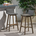 La Brea Outdoor Acacia Wood And Wicker Barstools Set Of 2 By Christopher Knight Home