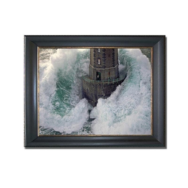 La Jument Lighthouse By Jean Guichard Black Gold Framed Canvas Art 16 In X 20 In Framed Size