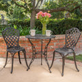 La Sola Outdoor 3 Piece Cast Aluminum Bistro Set By Christopher Knight Home