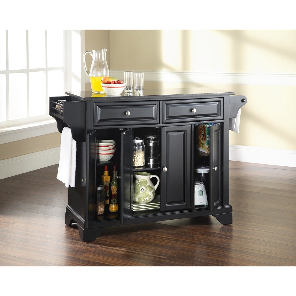 Copper Grove Kanawha Solid Black Granite Top Kitchen Island In Black Finish
