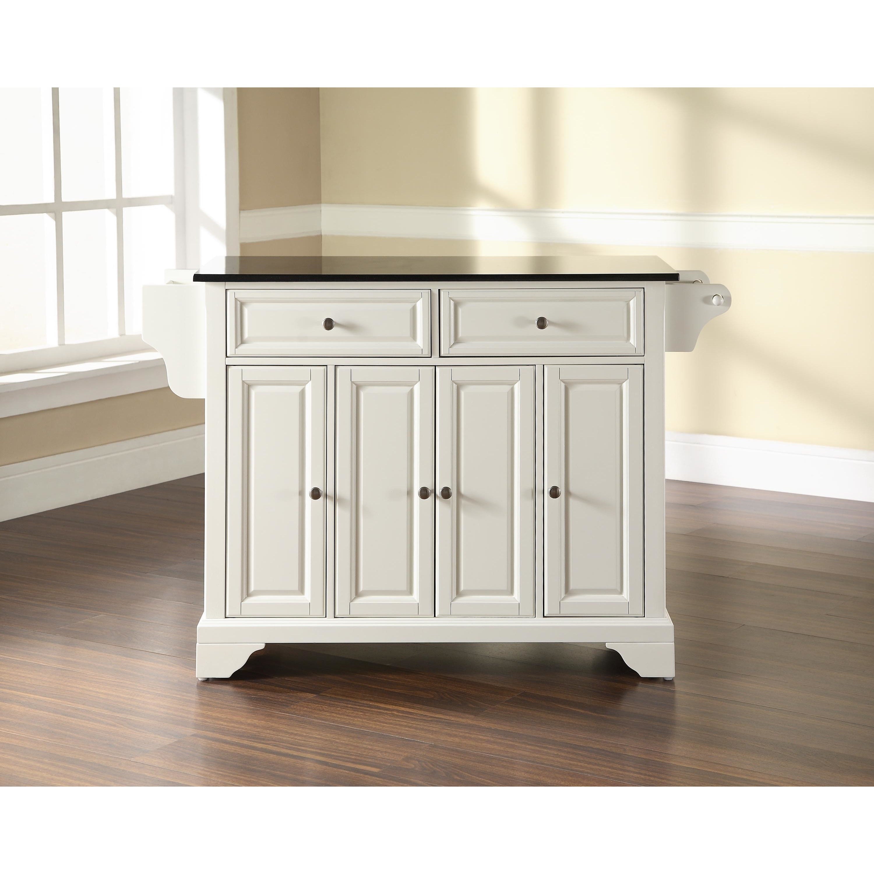 The Gray Barn Tipperary Solid Black Granite Top Kitchen Island In White