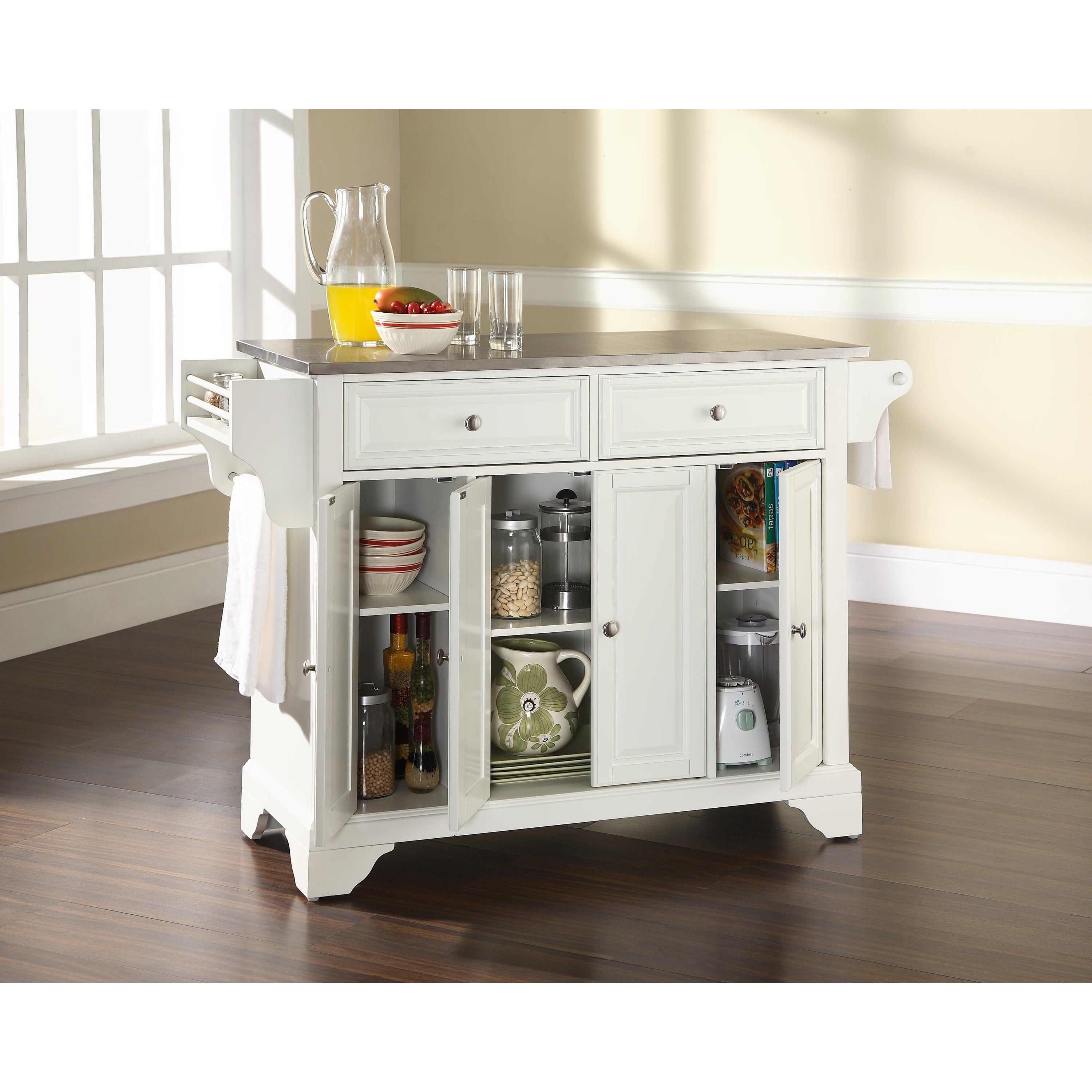 The Gray Barn Tipperary Stainless Steel Top Kitchen Island In White Finish