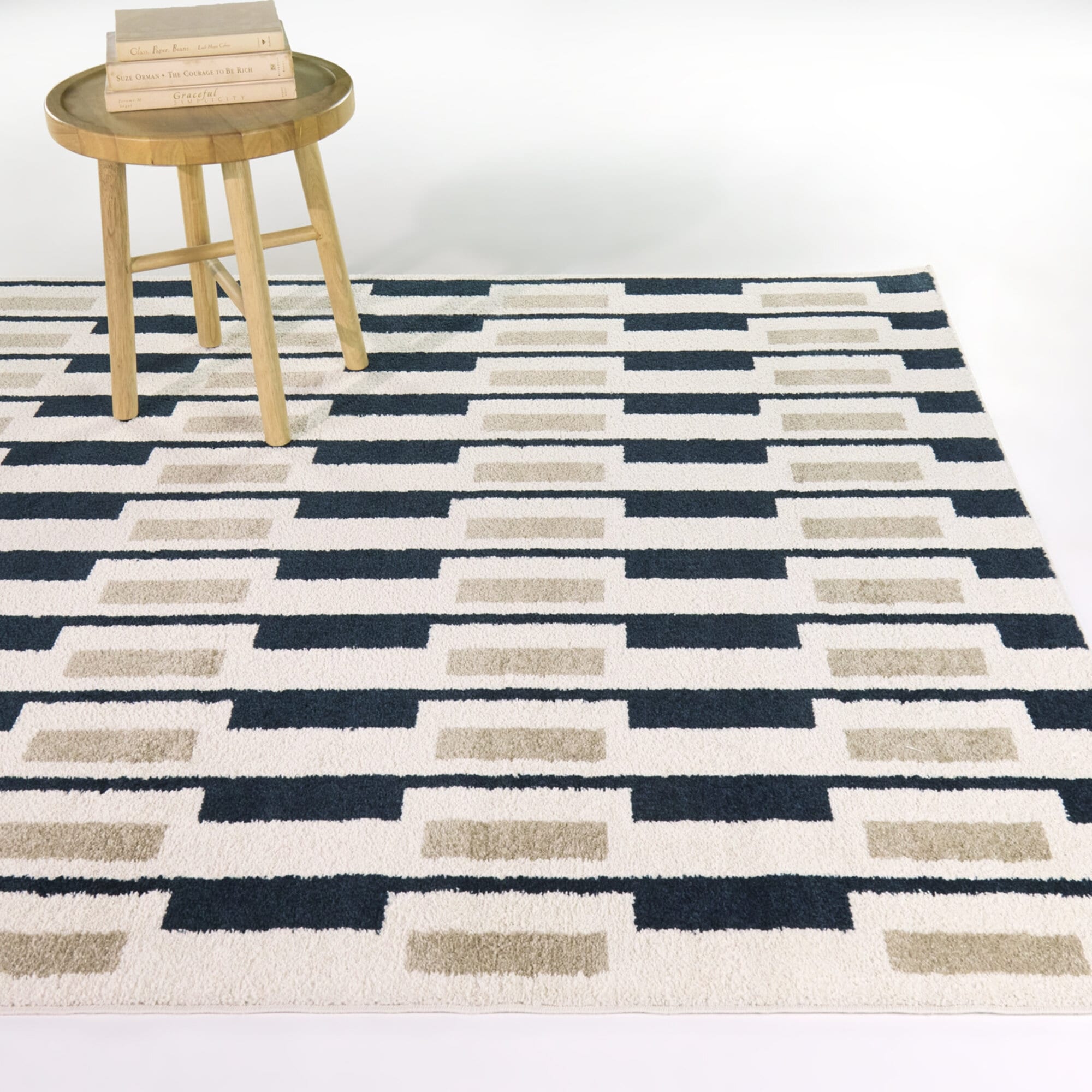 Lamonte Mid Century Modern Colorblock Stripe Area Rug
