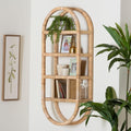 Labonita Natural Rattan Wall Shelf 3 Tier Wall Mounted Display Unit With Arching Frame For Entryway Living Room Or Bathroom