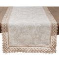 Saro Lifestyle Natural Cotton Linen Jacquard Table Runner With Lace Trim