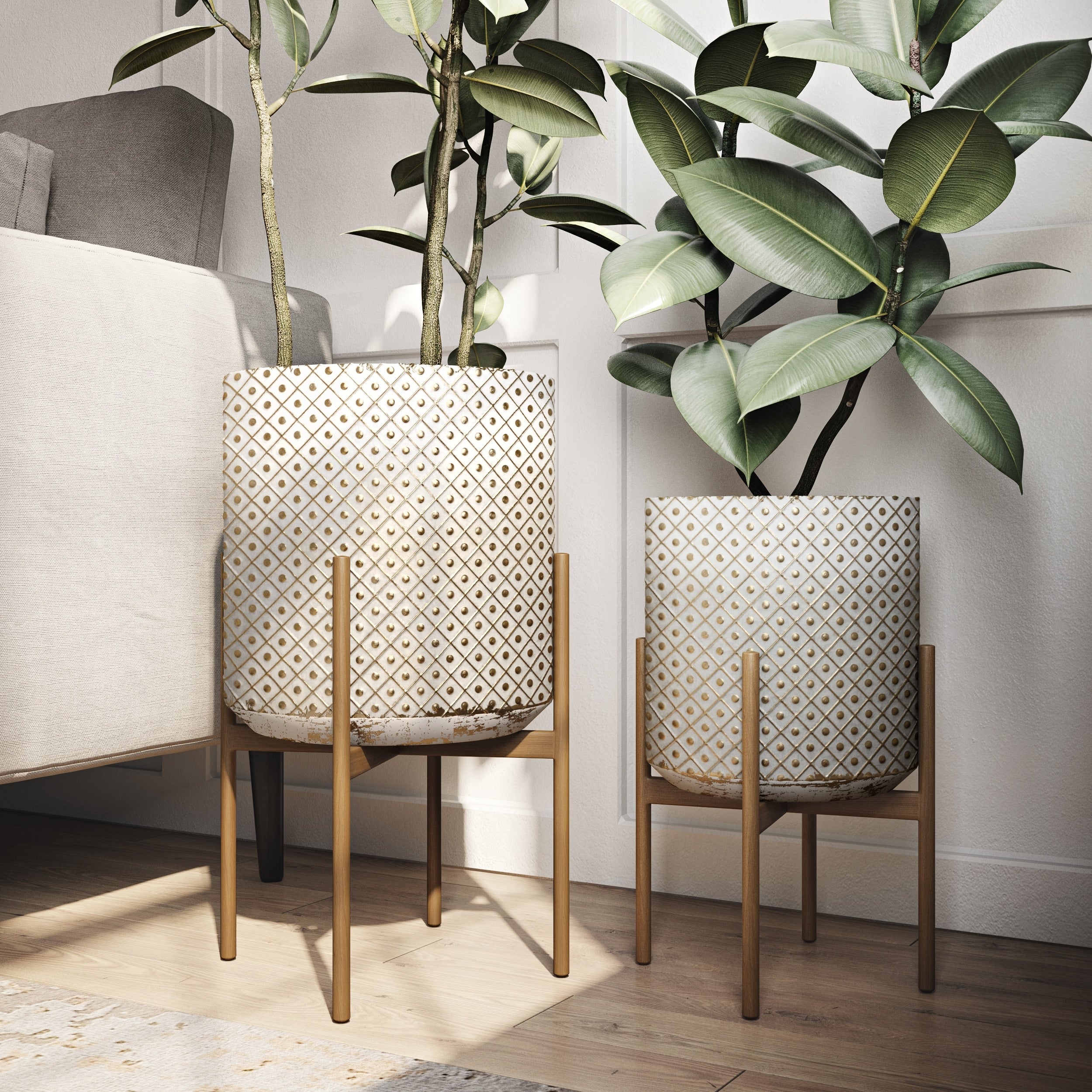 Lacey Golden Planters Set Of 2