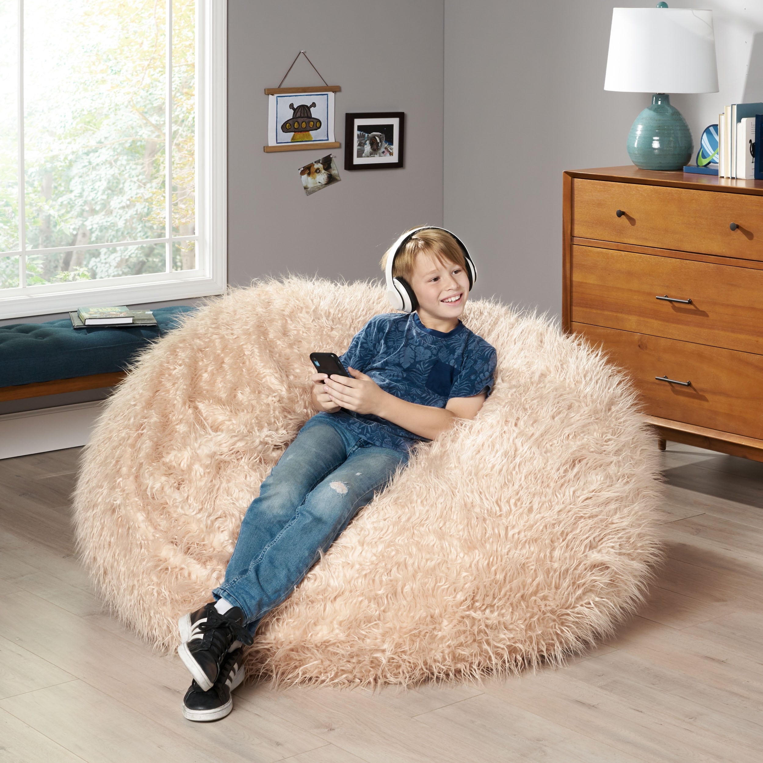 Lachlan Faux Furry Bean Bag By Christopher Knight Home